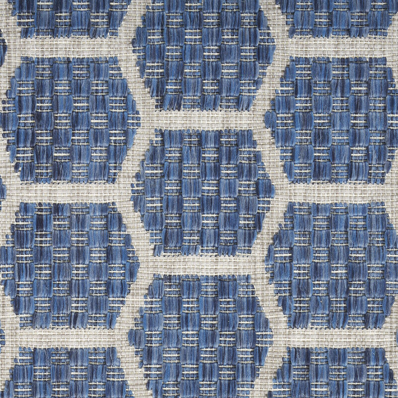 HomeRoots 4' X 6' Blue And Ivory Geometric Indoor Outdoor Area Rug image number 4