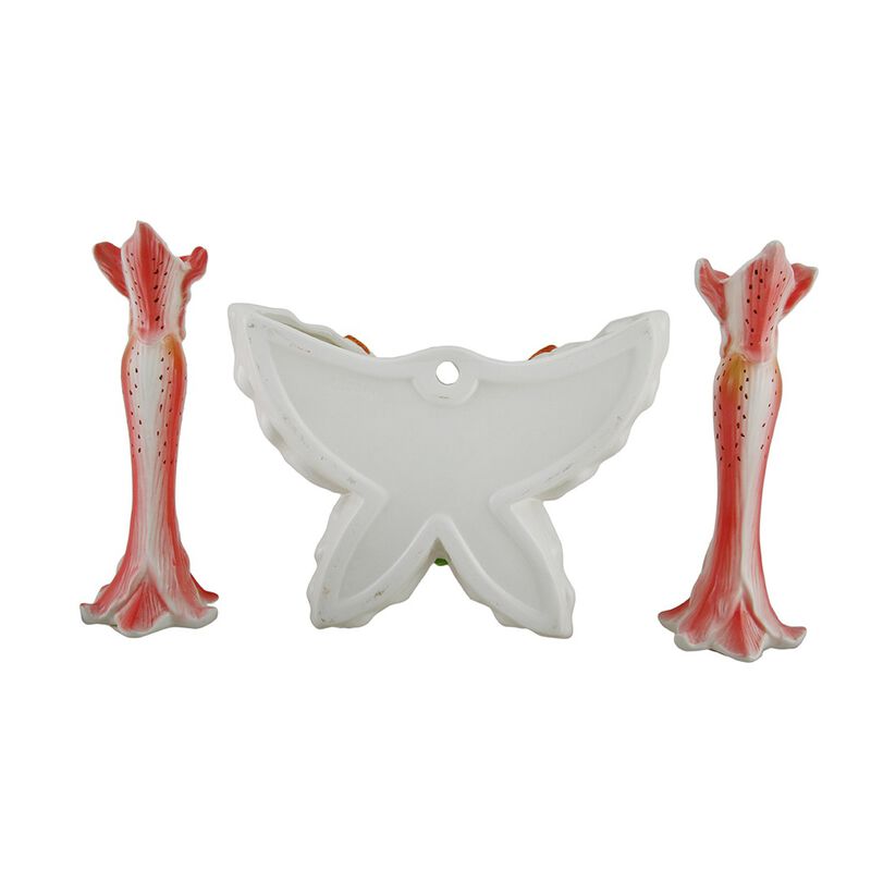 3 PC Pink Tiger Lily Flower Candle Holder And Butterfly Vase Set image number 2