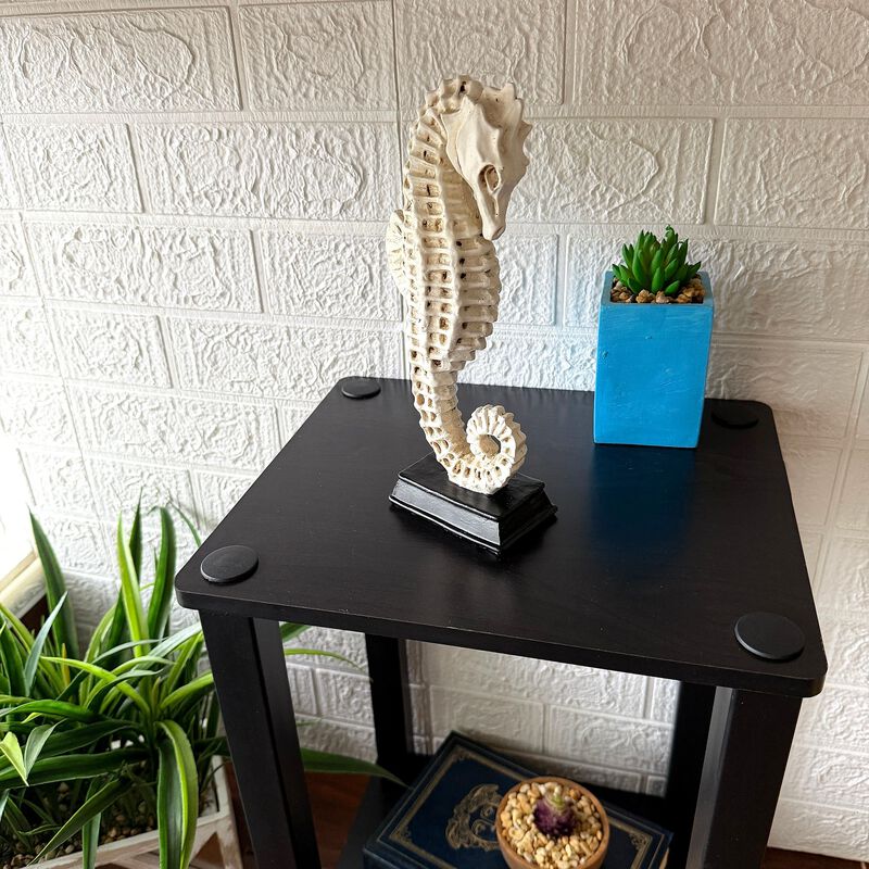 Seahorse Statue Coastal Nautical Resin Tabletop Sculpture 10 Inch Off White image number 7