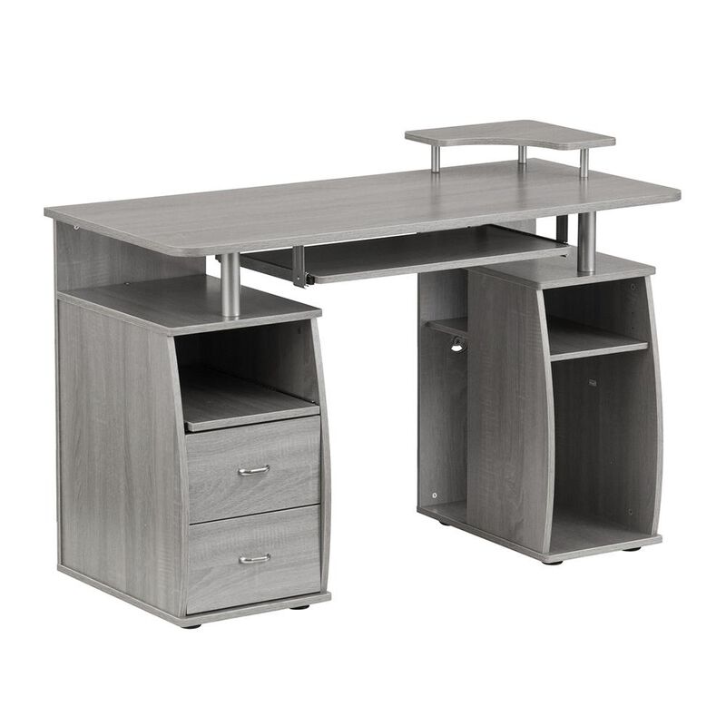 Complete Computer Workstation Desk With Storage, Gray