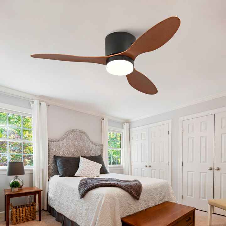 ELEMENT ACE 42 Inch Low Profile Flush Mount Ceiling Fan with Light & Remote Control, Reversible Quiet DC Motor, 6 Speed Settings, Ideal for Indoor & Outdoor Low Ceiling Spaces