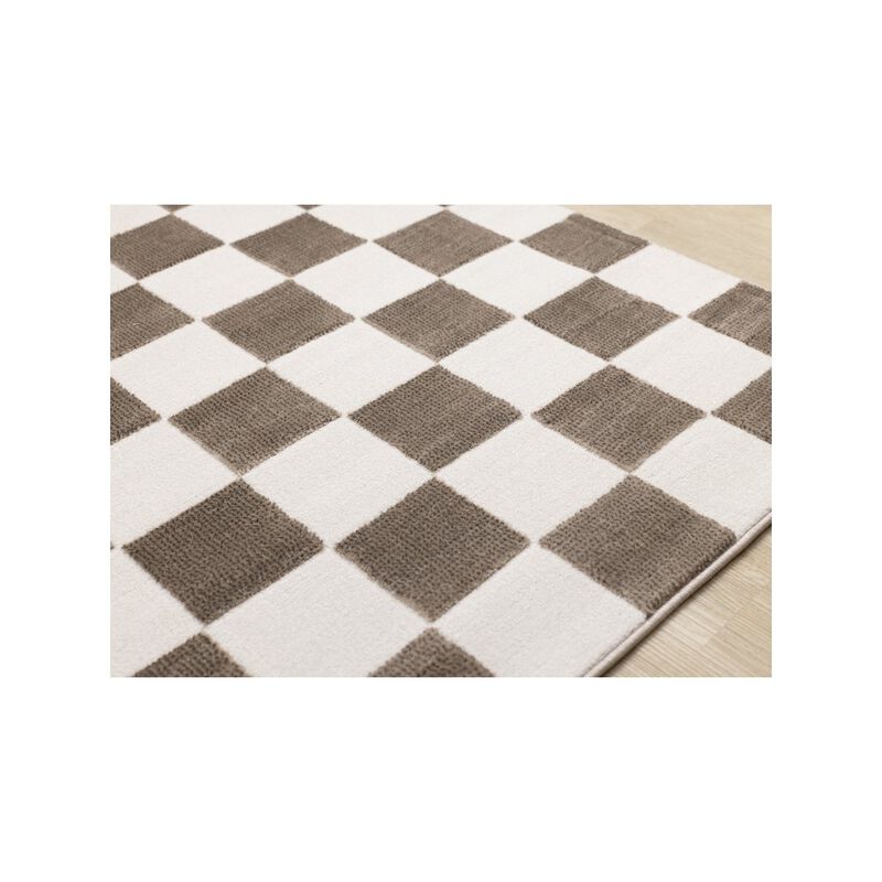 Novelle Home Logan Soft Brown Cream Checkered Rug, 5'3 x 7'7 image number 5