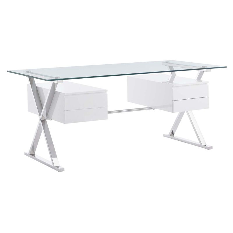 Modway EEI-6226-WHI Sector 71" Glass Top Glass Office Desk, White image number 2