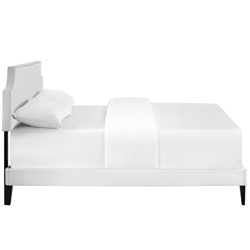 Modway Laura Queen Vinyl Platform Bed with Squared Tapered Legs in White image number 2