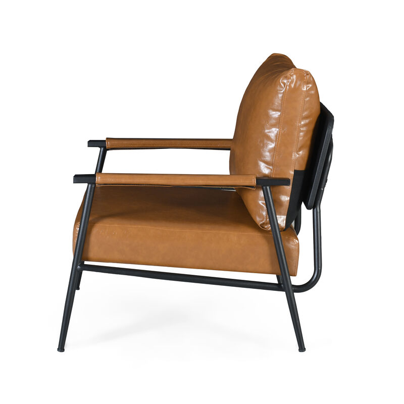 Merax Mid-Century Modern Faux Leather Accent Chair
