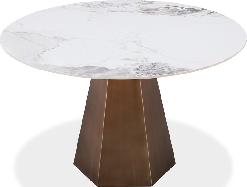 Carmel Stone Top Round Dining Table in Chanelle and Bronze