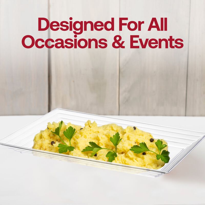 11" x 16" Clear Rectangular with Groove Rim Plastic Serving Trays (24 Trays) image number 6