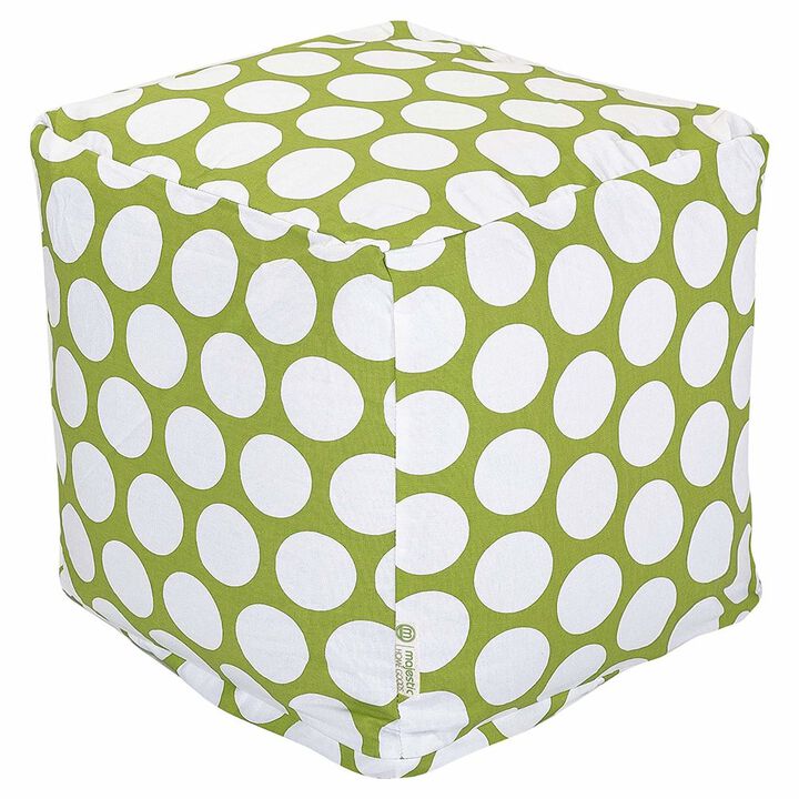 Majestic Home Goods Cube Pouf Polka Dot (Large) Hot Green