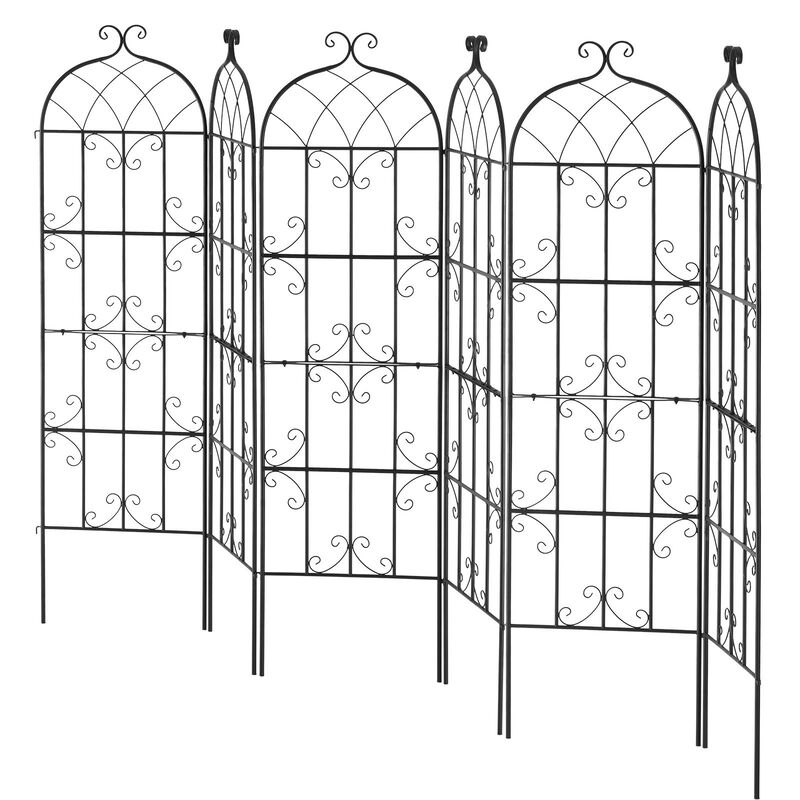 Outdoor Metal Garden Trellis Set of 6 for Climbing Plants, Flowers, Vegetables Support-Black image number 8
