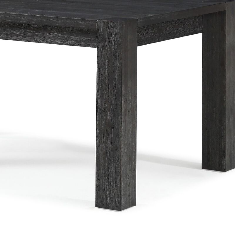 63-94 Inch Pim Acacia Wood Dining Table, 2 Extension Leaves, Graphite Gray
