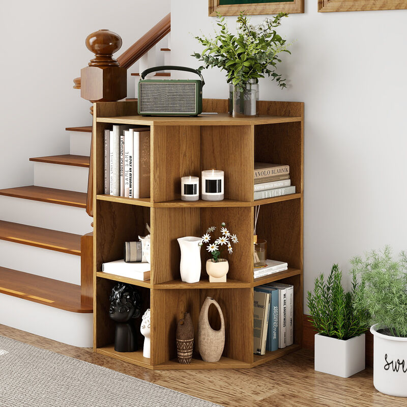 Space Saving Corner Cabinet with Charging Station and 3 Tier Storage for Bedroom-Natural image number 6
