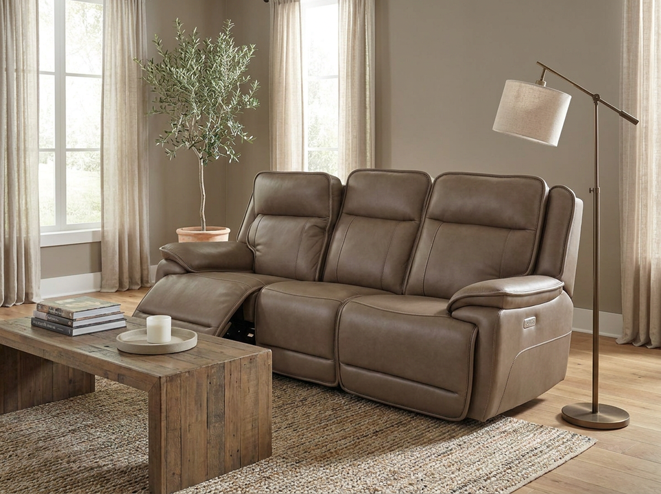 Malcesine Dual Power Leather Reclining Sofa