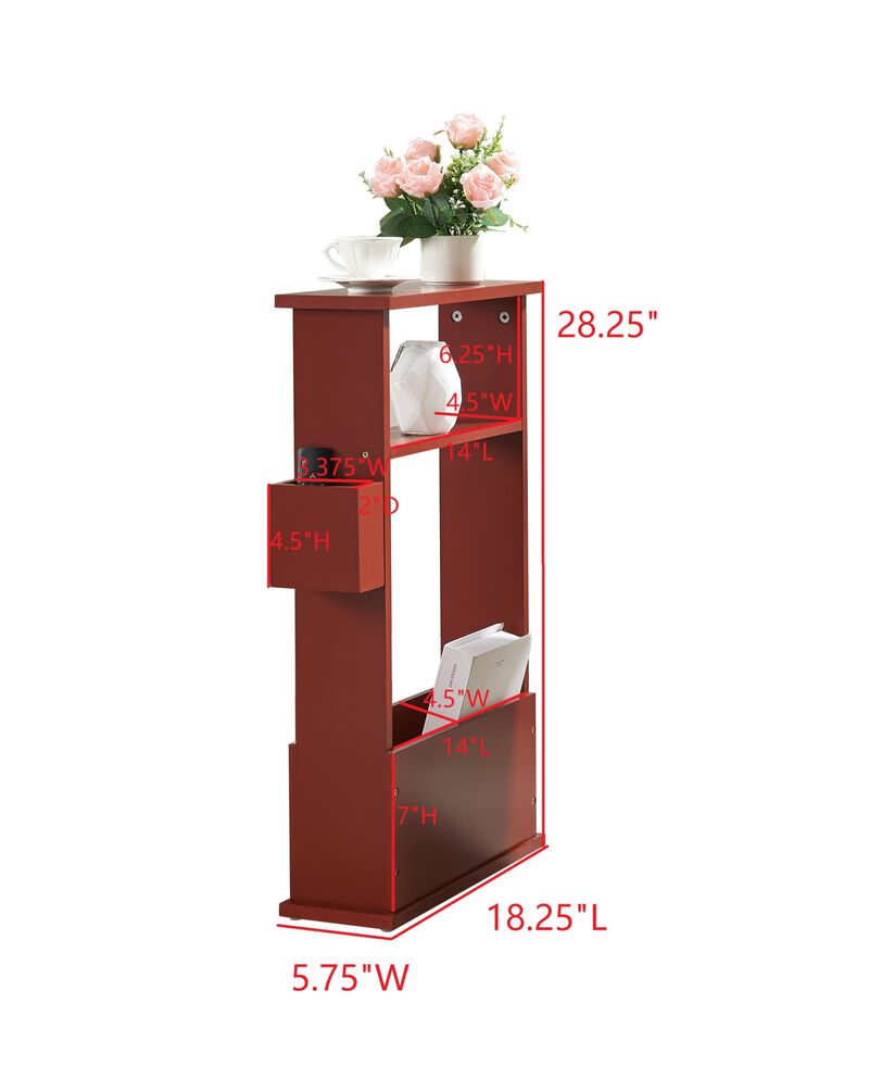 Kings Brand Furniture Zeke Narrow Side Table with Storage Shelf - Modern Sofa End Table, Small Nightstand with Magazine Rack