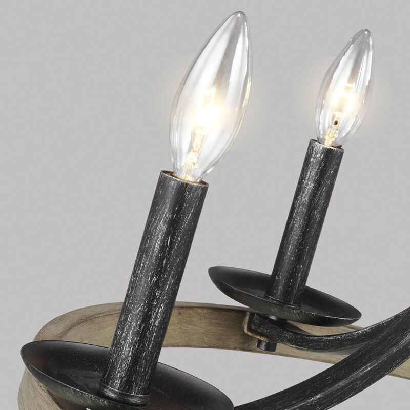 Rustic 5 Light Dimmable Farm Home Circle Metal Chandelier