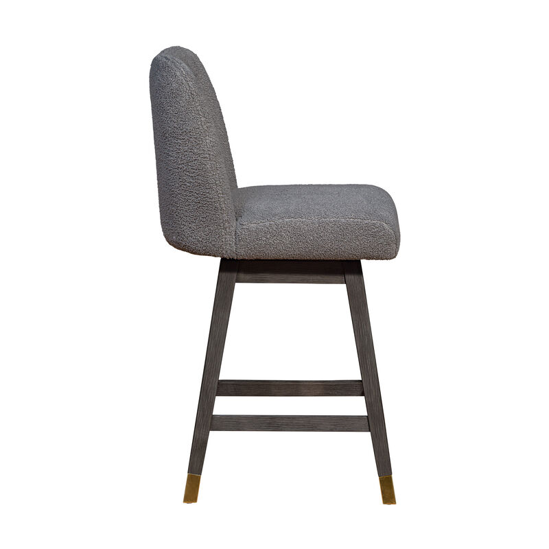 HomeRoots 26" Gray Solid Wood Counter Height Swivel Bar Chair image number 3