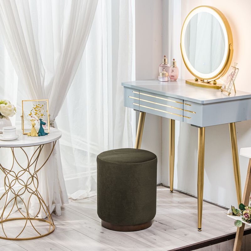 Brown Wooden Base Living Room Pouf