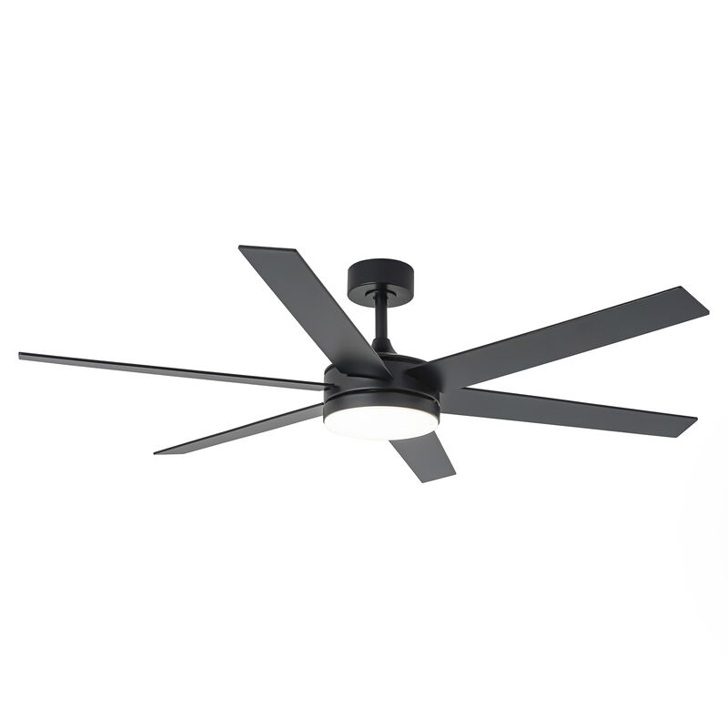 60" Modern Black 3CCT Integrated LED Smart Ceiling Fan with Light and APP