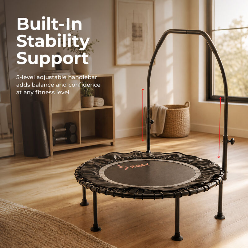 Sunny Health & Fitness Active Quiet Fitness 40" Trampoline with Adjustable Stability Handlebar image number 3