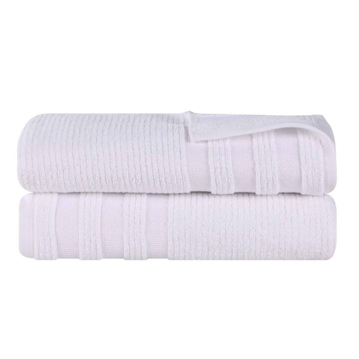 2-Piece Cotton Bath Sheets &ndash; Plush, Absorbent & Ribbed Geometric Pattern