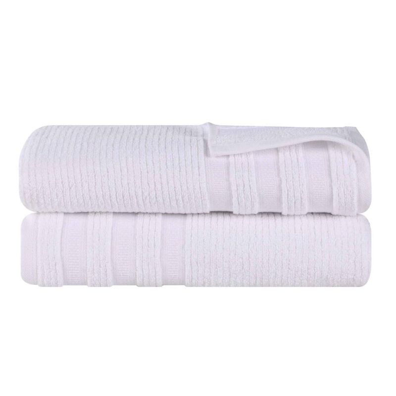 2-Piece Cotton Bath Sheets &ndash; Plush, Absorbent & Ribbed Geometric Pattern image number 0