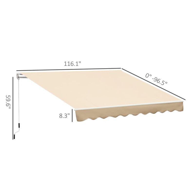 Hivvago Retractable Patio Awning with Manual Crank and Aluminum Frame image number 2