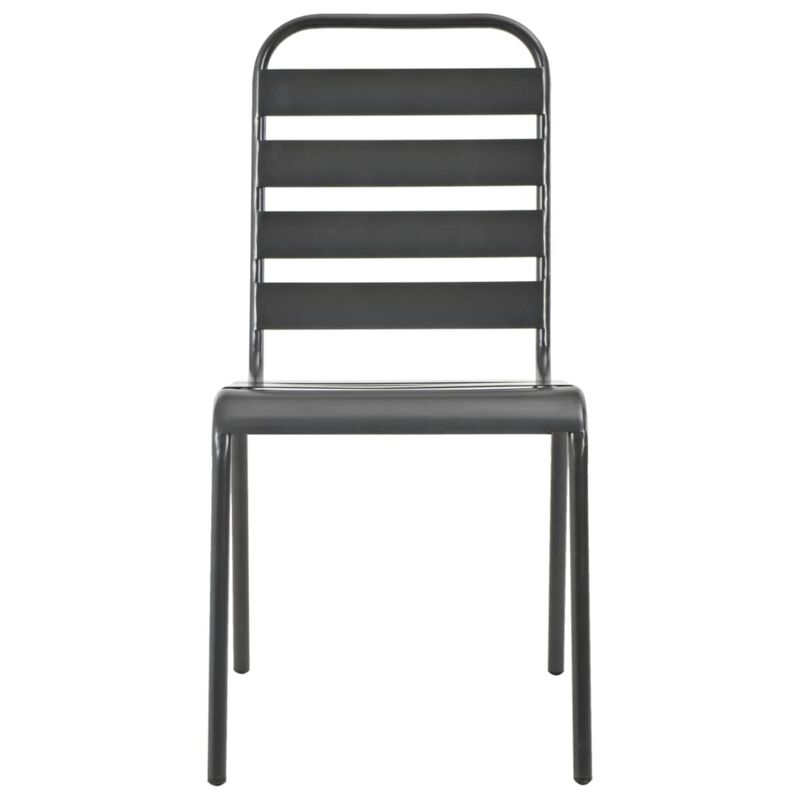 vidaXL Outdoor Chairs 4 pcs Slatted Design Steel Dark Gray