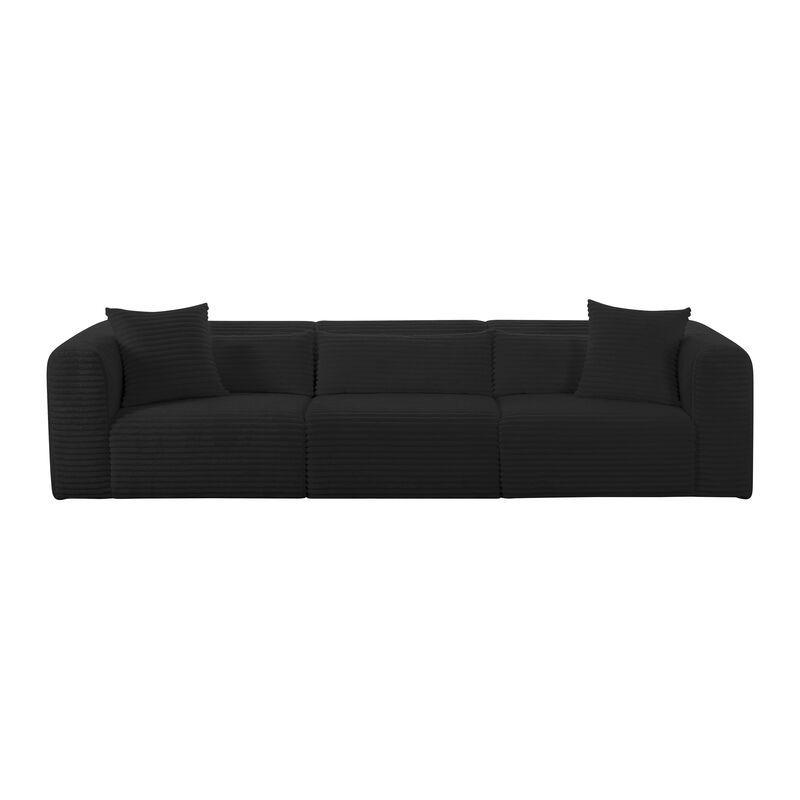 Tarra Fluffy Oversized Black Corduroy Modular Sofa image number 1