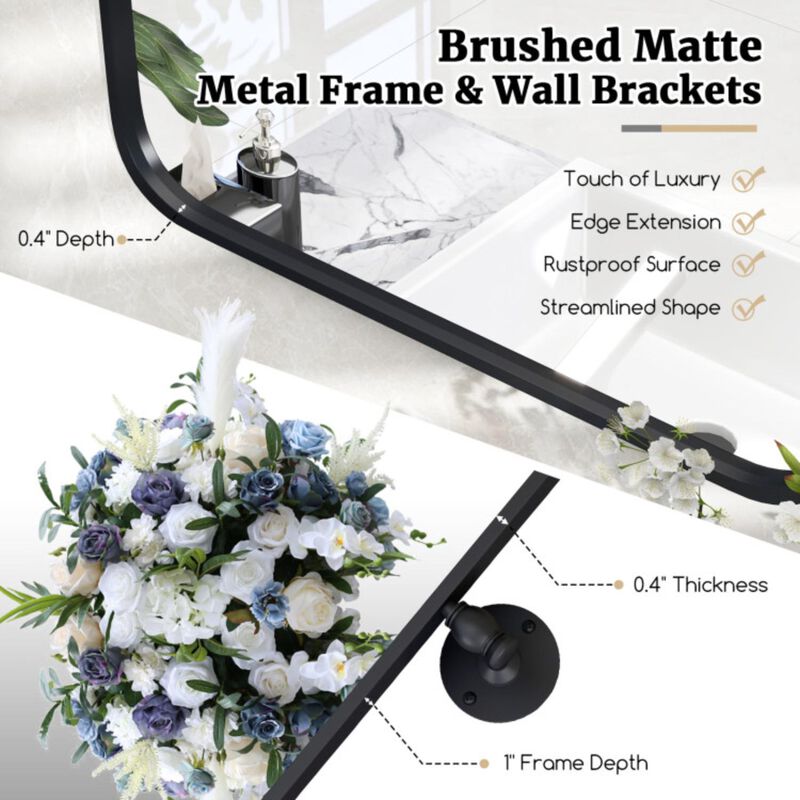 Hivvago Black Metal Framed Pivot Rectangle Wall-Mounted Mirror