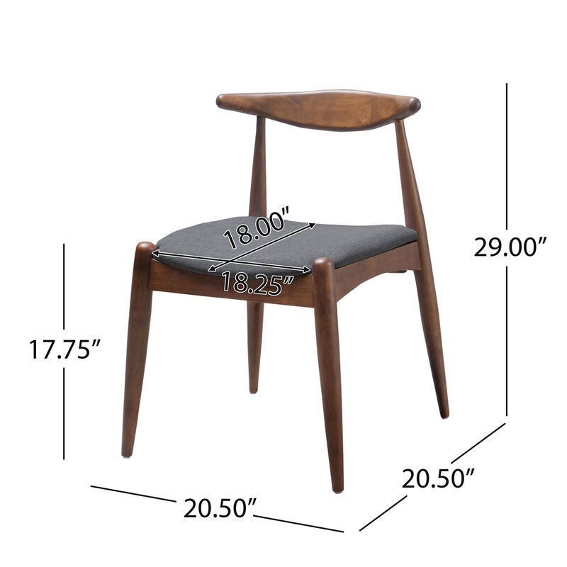 Merax Set of 2 Rubberwood Dining Chairs - Ergonomic Backrest with Thick Comfort Cushions, Solid Wood Kitchen Side Chairs