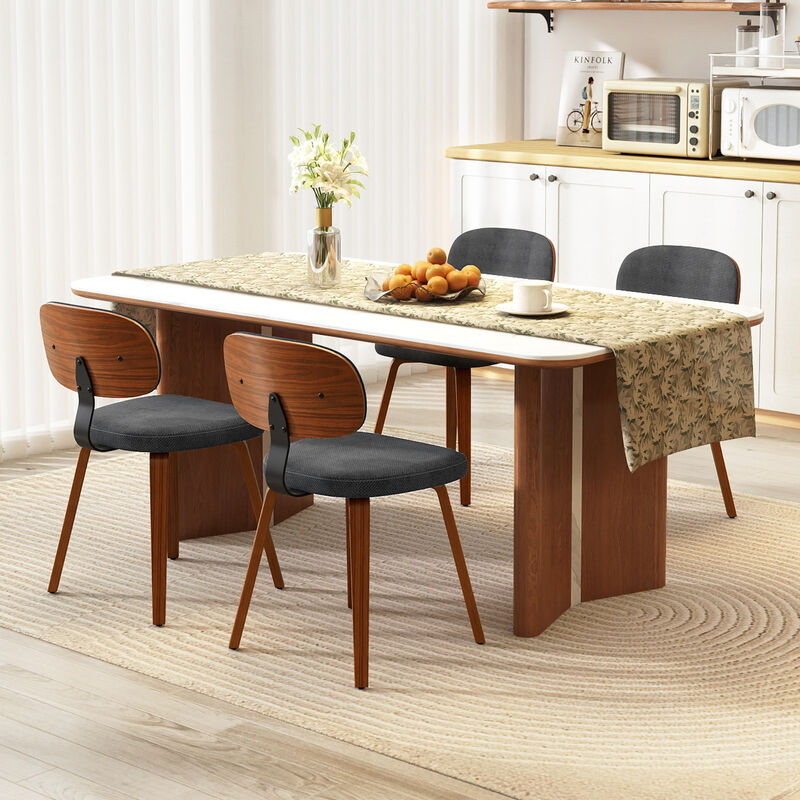 Set of 4 Chenille Upholstered Wooden Dining Chairs for Kitchen and Dining Room image number 3