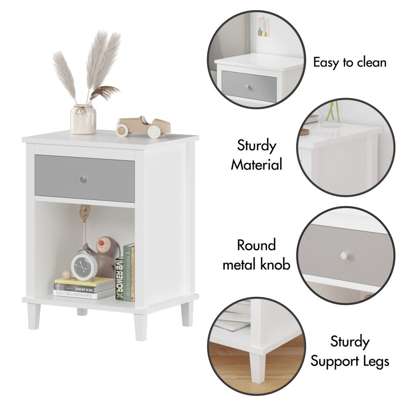 26.8" Assembled Wooden Nightstand 1-Drawer 1-Shelf for Kids Adults image number 5