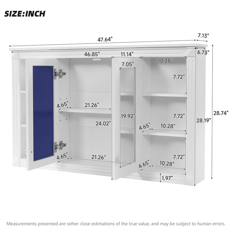 ELEMENT ACE 47 Inch Wall Mounted Mirror Cabinet with Adjustable Shelves and Open Storage image number 2