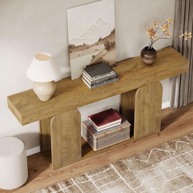 Tribesigns Country Rustic Wood Console Table image number 5