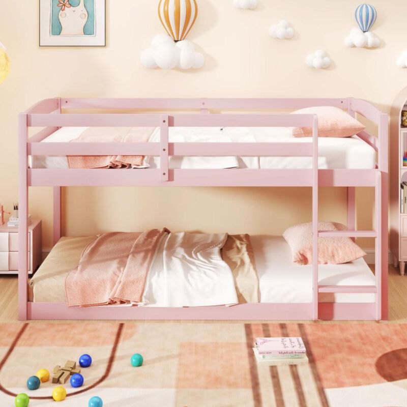 Hivvago Twin Size Bunk Bed with High Guardrails and Integrated Ladder