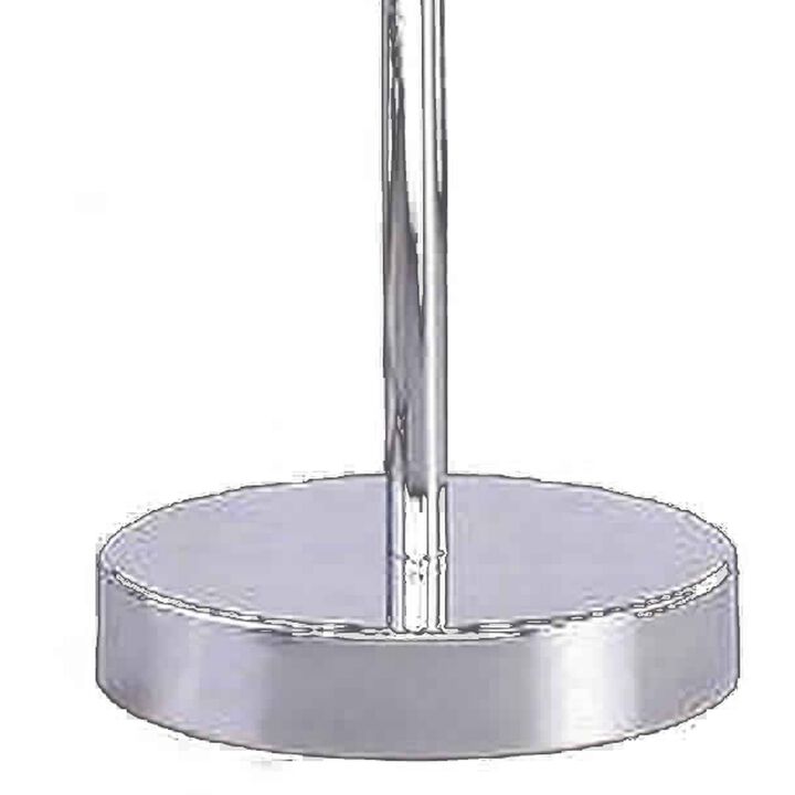 Chandelier Crystal Accented Table Lamp with Tubular Frame, Chrome and Clear-Benzara