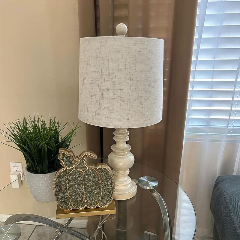 ShipItFurniture Antique White Rustic Table Lamps Twin Pack Deluxe image number 4