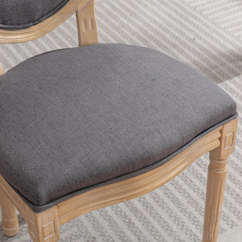 Whisen French Style Dining Chair, Solid Rubberwood Frame with Linen Upholstery, Armless Set of 2 for Living Room Kitchen image number 6