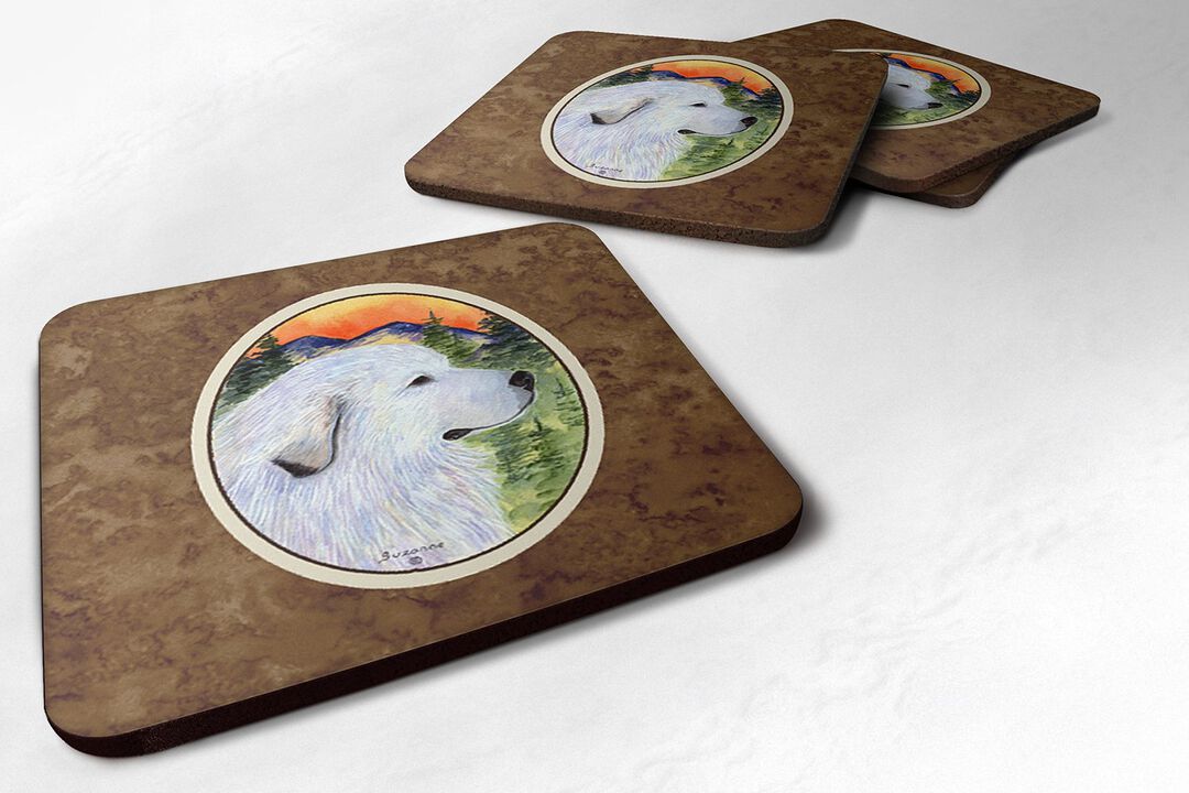 Caroline's Treasures SS8236FC Great Pyrenees Foam Coasters (Set of 4), 3.5 H x 3.5 W, Multicolor