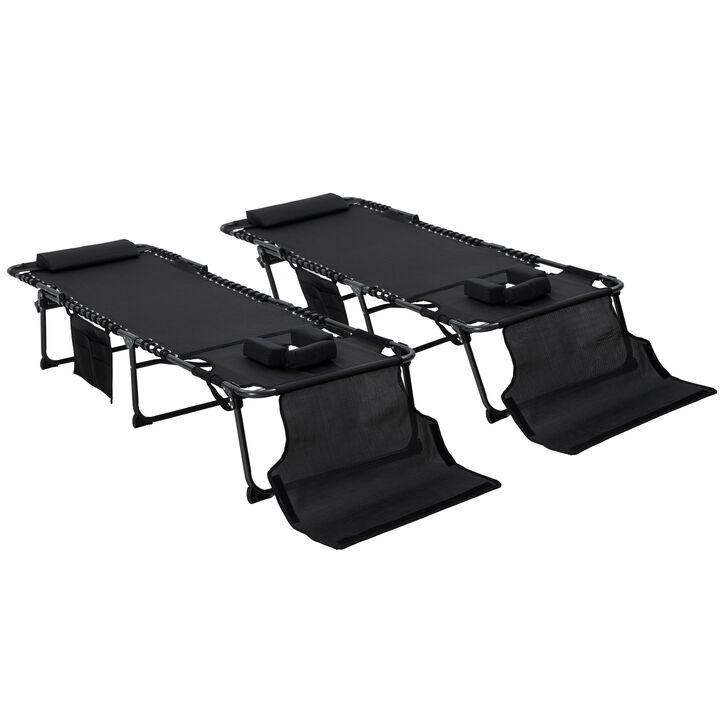 Hivvago Poolside Folding Chaise Lounge Chairs with Storage Pocket - Set of 2