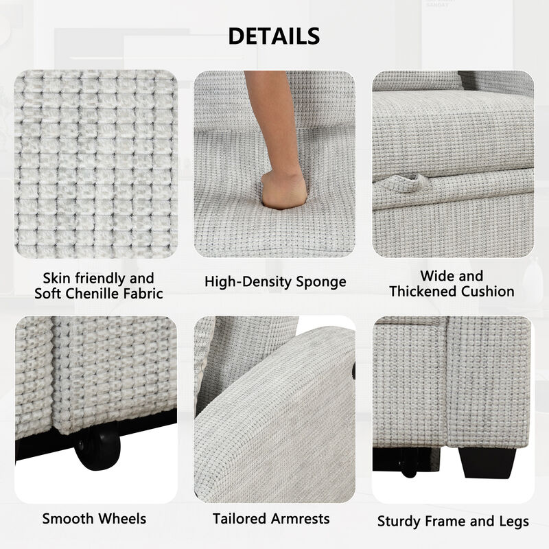 Merax Modern Chenille Convertible Loveseat Sofa image number 4