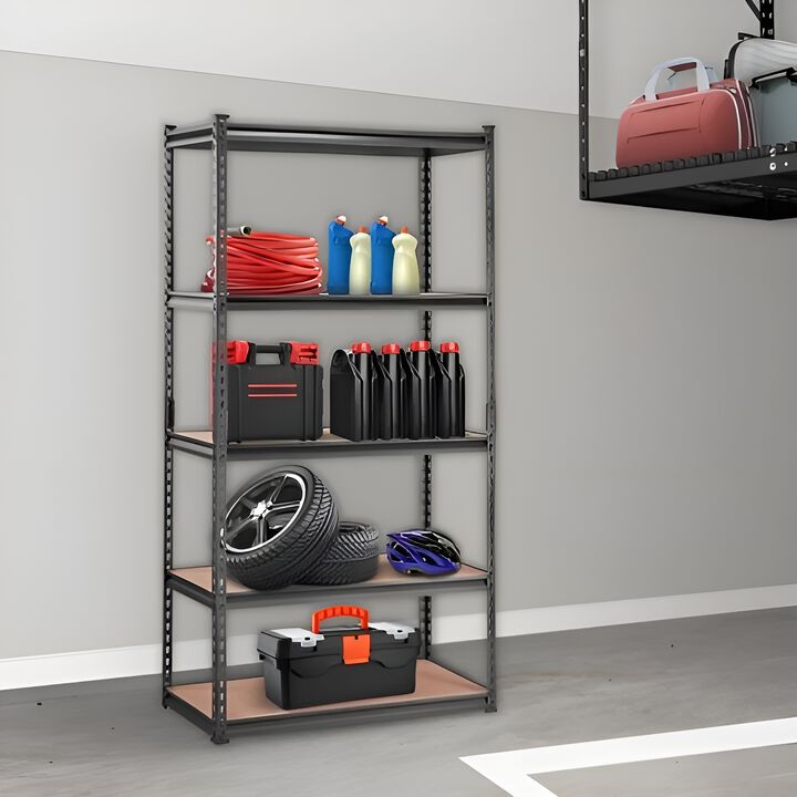 2000 Lbs 5 Tier Heavy Duty Garage Shelving 35 Inch Metal Utility Rack