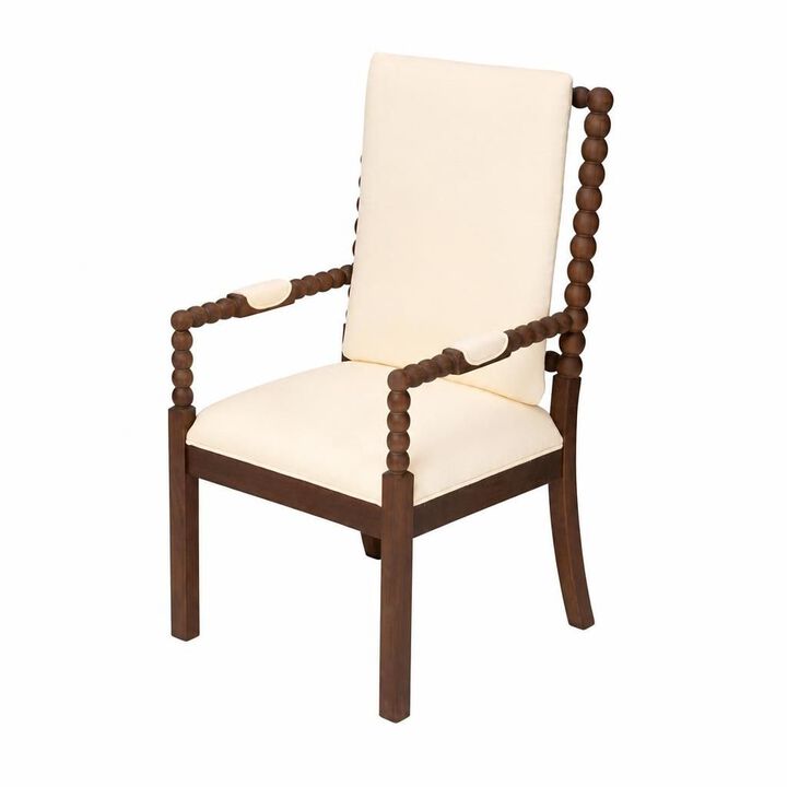 GOODSILO Set of 2 Solid Rubber Wood Upholstered Dining Chairs, Ergonomic Comfortable Seating for Dining Room Kitchen Restaurant and Cafe