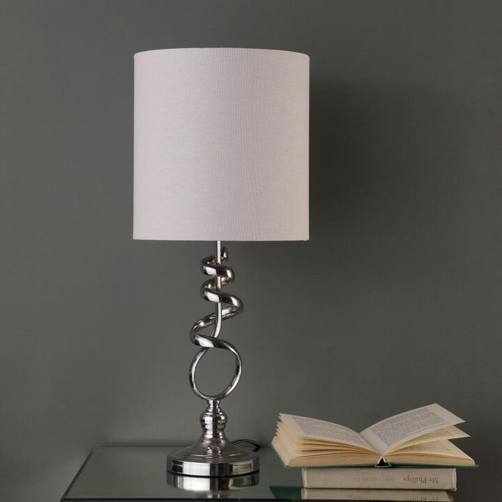 Hivvago 22" Nickel Bedside Table Lamp With Off White Drum Shade