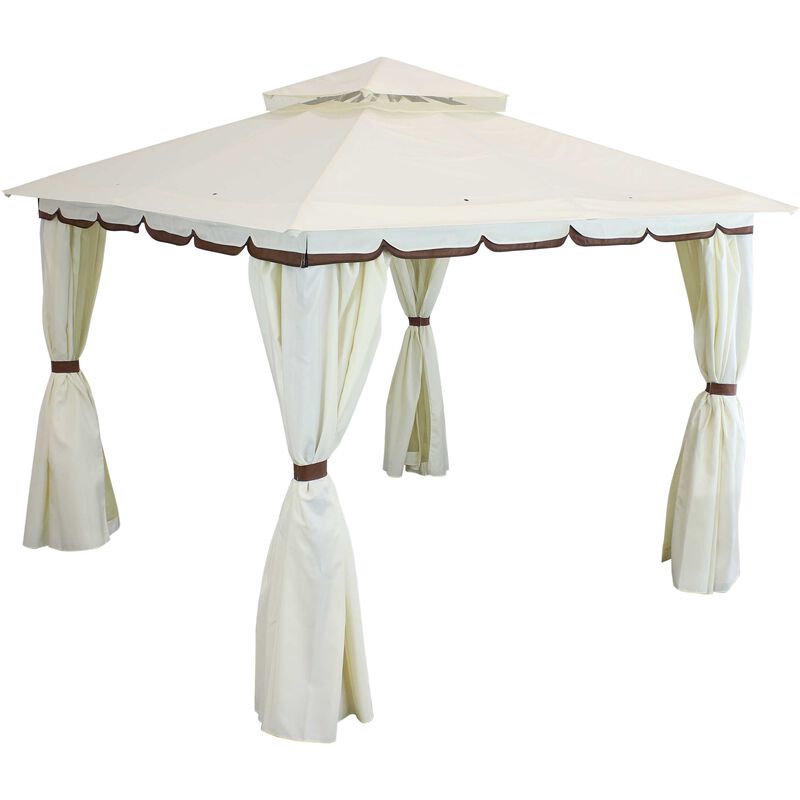 Sunnydaze 10 ft x 10 ft Soft Top Polyester Gazebo with Privacy Wall image number 1