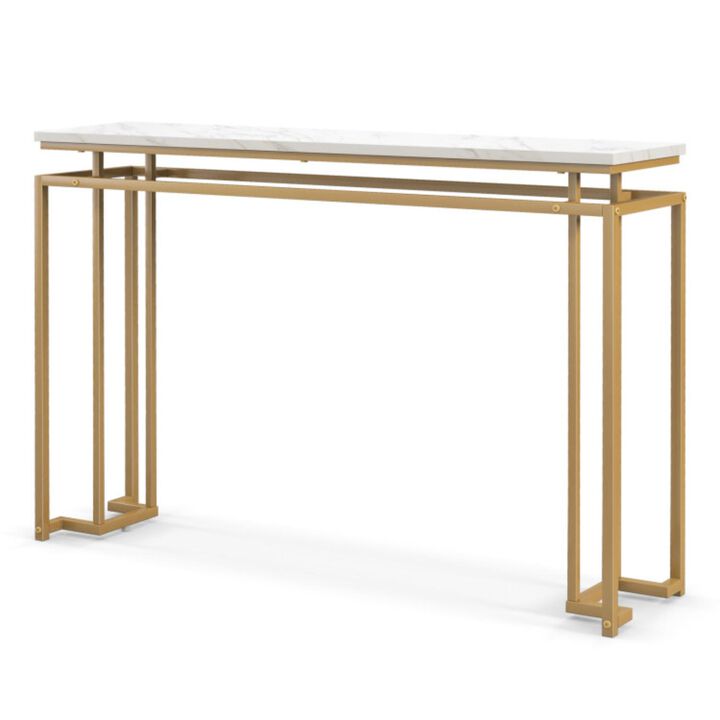 Hivvago Modern Entryway Table with Gold Heavy-duty Metal Frame and Anti-toppling Kit for Living Room