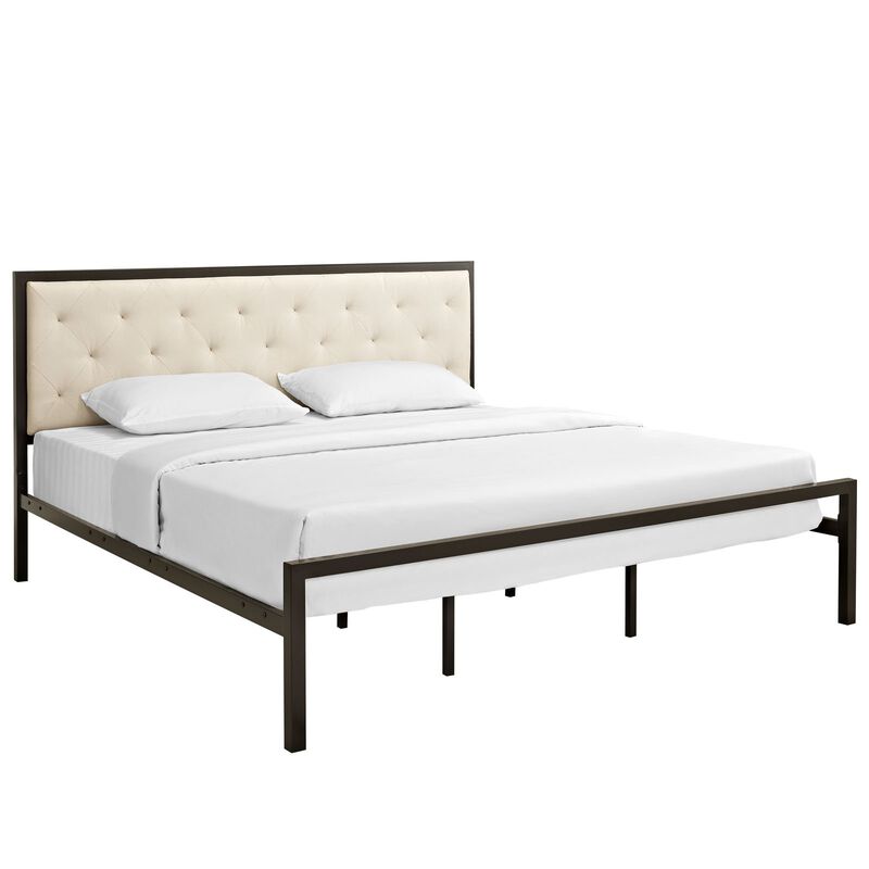 Mia Upholstered Tufted Platform Bed image number 0