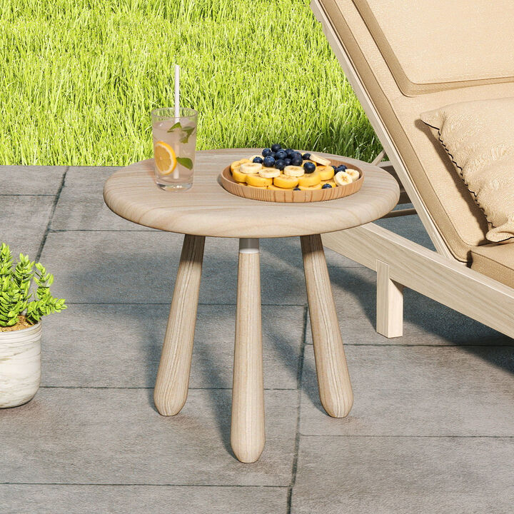 Sturdy Mahogany Wood Side Table for Outdoor Use with Thickened Top-Natural
