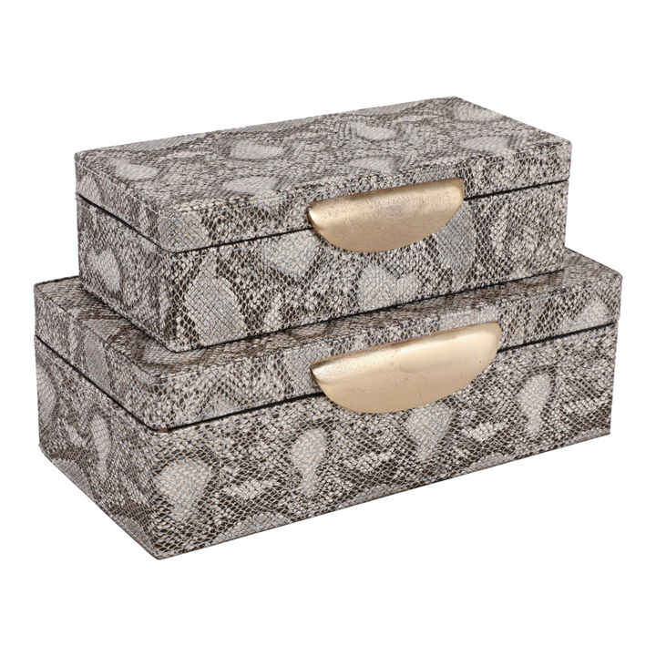 S/2 Shimmer Snakeskin Boxes
