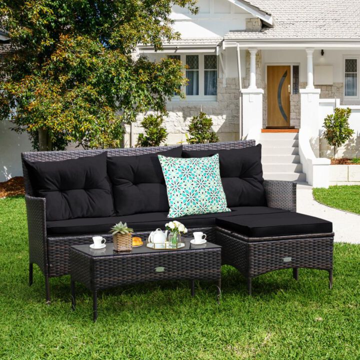 Hivvago 3 Pieces Patio Furniture Sectional Set with 5 Cozy Cushions