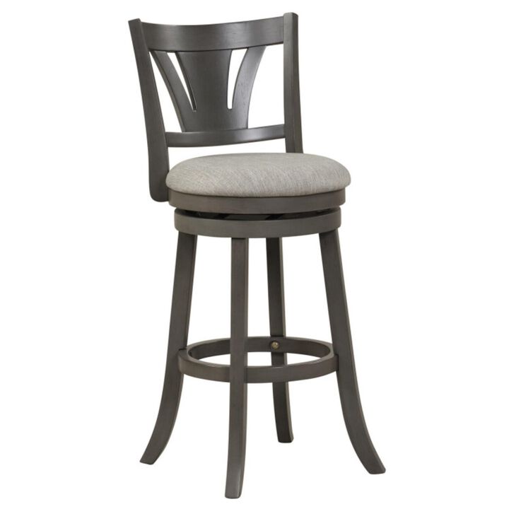 Hivvago 26.5"/30.5" Swivel Bar Stool with Backrest Soft Cushioned Seat and Footrest Gray